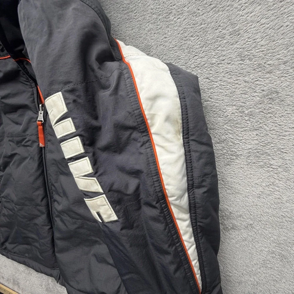 Nike Jacket Youth 10-12‎ Gray Orange Reversible Hooded Fleece Lined Puffer